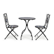 Set da giardino tavolo e 2 sedie con decori in ceramica Huston