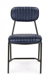 Sedia Debbie blu vintage in ecopelle