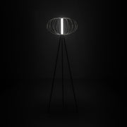 Lampada da terra in acciaio con paralume nero lucido 50x50x150h cm
