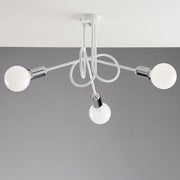 Plafoniera urban in ferro Bianco rifinitura Cromo tre luci 42x h30 cm