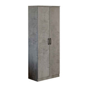 Armadio scarpiera multiuso grigio cemento due ante 6 ripiani h.182x71x38 cm