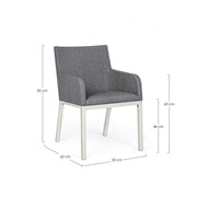 Sedia in alluminio verniciata a polvere grigio cm 55x 62x 82h
