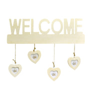 Portafoto muro welcome con cuori multiplo 4p cm40xh35x1