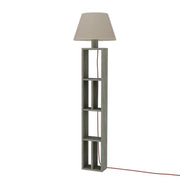 Lampada da terra in legno con libreria Giorno 23,5x15xh.163,5 cm.