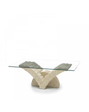 Tavolino trasparente-beige 70 cm x 120 cm H. 40 cm