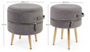 Set 2 Sgabello contenitore effetto velluto Pavlina Grigio Scuro