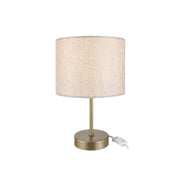 Lampada da tavolo Flora ASZ1496 con paralume cilindrico tessuto sabbia