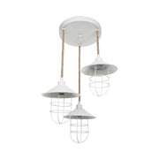 Lampada a sospensione Bulut ASZ0632 3 luci metallo bianco e corda EFFEZ