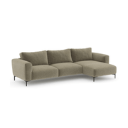 Divano Audrey tessuto costine beige penisola reversibile