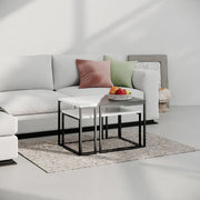 Set tre tavolini sovrapponibili OhLady bianco e antracite con gambe nere