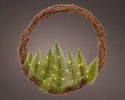 Ghirlanda decorativa da inerno con alberi illumiati H 28 x ø 50 cm