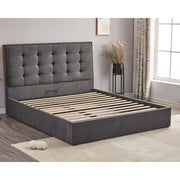 Letto Matrimoniale Coco Contenitore Tessuto Grigio Scuro  L 171 x P 209 x H 115 cm