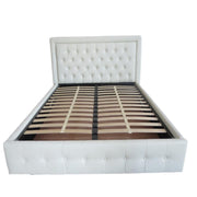 Letto matrimoniale contenitore Buttonsquare bianco testiera trapuntata con cornice