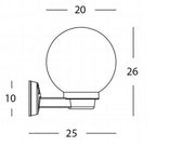 Applique Sf. Fume' D.20 E27  linea globo  nero
