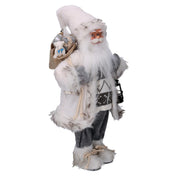 Babbo natale tessuto con regali e lanterna grigio cm40x23,5h80