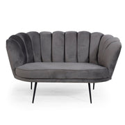Divano due posti in tessuto Grigio Fumo a conchiglia OREL 135x76,5x h79 cm