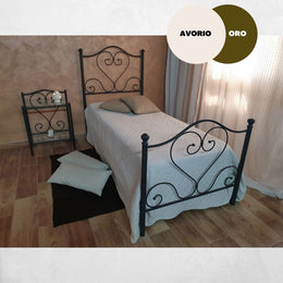 Letto singolo Papavero ferro battuto avorio oro