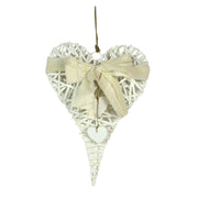 Cuore vimini bianco con fiocco cm30x40x7