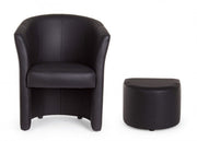 Poltrona in similpelle con pouf estraibile Nero RITA 64,5x 59,5x h78 cm