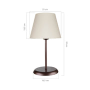 Lampada da tavolo Elva ASZ1050 in metallo e paralume tessuto
