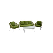 Set salotto da giardino VISALIA in alluminio Bianco e corda Verde 4 pezzi
