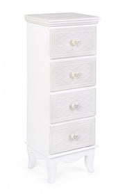 Cassettiera da camera in MDF quattro cassetti Bianca CHARLENE 31x26x h90 cm