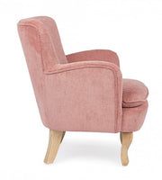 Poltrona vintage Chenille Imbottita in velluto Rosa