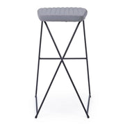 Sgabello da Bar in acciaio e velluto Grigio KINSLEY 40x46 h76 cm