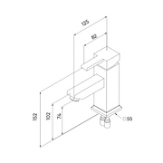 Miscelatore Bagno Quadra Lavabo Cromato 16.9 cm, 15 cm