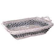 Cesta vimini intreccio azzurro bianco rettangolare cm46/54x36h13