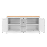 (2c) Mobile credenza 4 ante 3 cassetti bianco con top rovere 180x40xh.90 cm (BERGEN51BI) EFFEZ