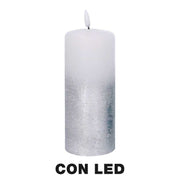 Candela paraffina led argento cm ø8h18