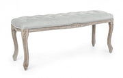 Panca classica legno velluto grigio Mathilde cm 110 x 36 x 47